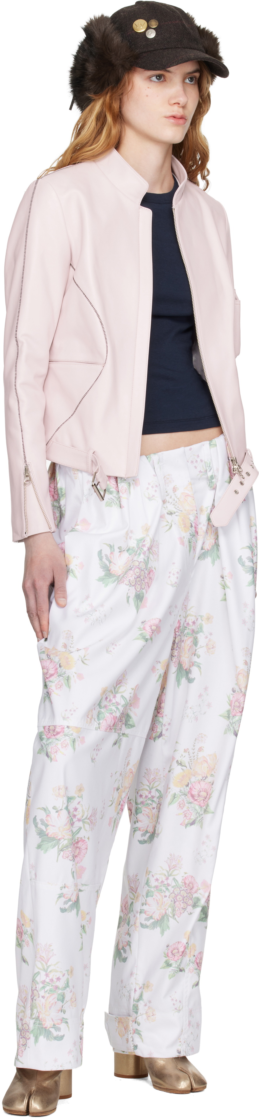 OPEN YY White Full Gather Floral Trousers