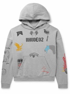 Rhude - Logo-Print Cotton-Jersey Hoodie - Gray