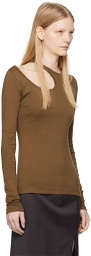 LOW CLASSIC Brown Curve Hole Long Sleeve T-Shirt