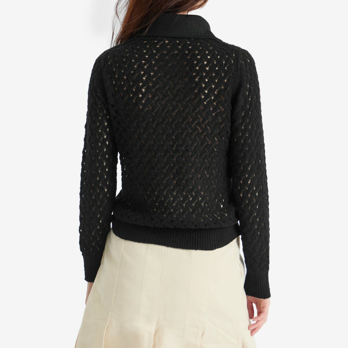 TOGA ARCHIVES Women's TOGA Lace Knit Polo Shirt in Black
