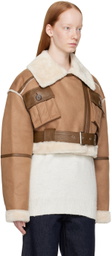 LVIR Brown Paneled Faux-Leather Jacket