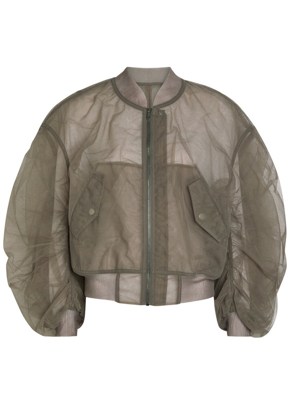 Photo: Rick Owens Secchia Flight Printed Tulle Bomber Jacket Grey