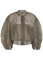Rick Owens Secchia Flight Printed Tulle Bomber Jacket Grey