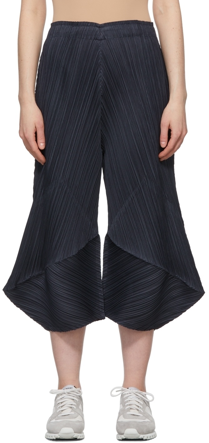 Pleats Please Issey Miyake Navy Thicker Bottoms 1 Trousers Pleats