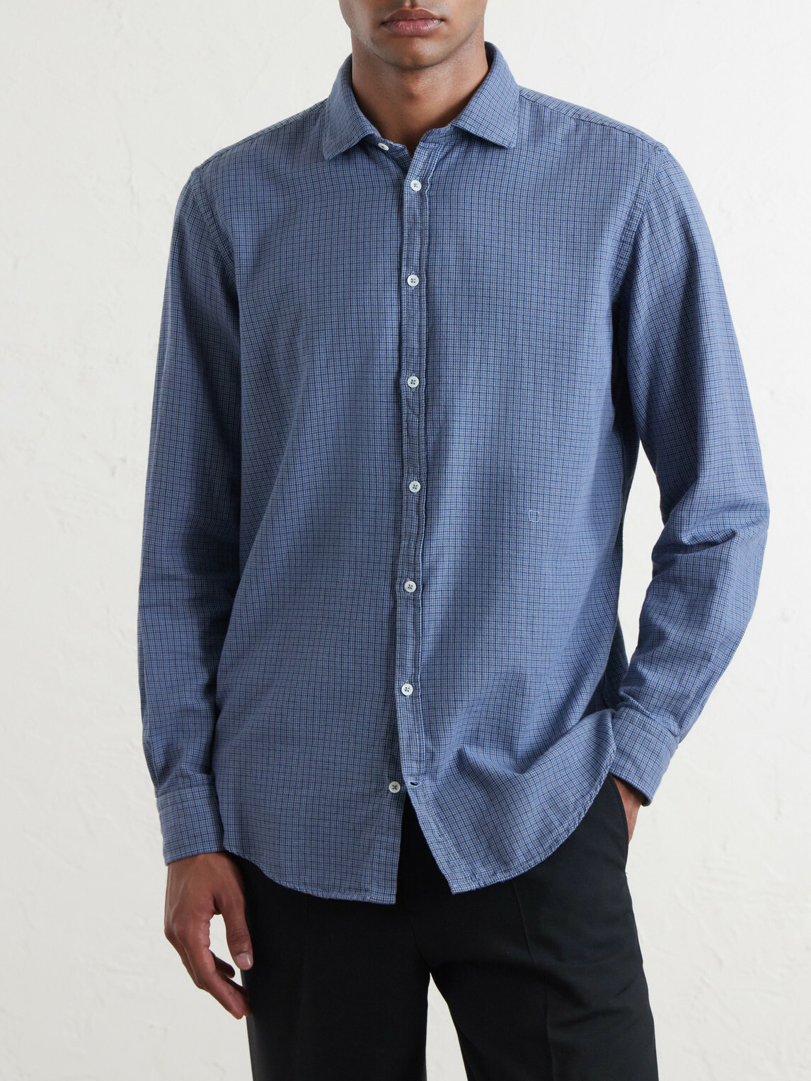 Massimo Alba - Canary Checked Cotton-Flannel Shirt - Blue