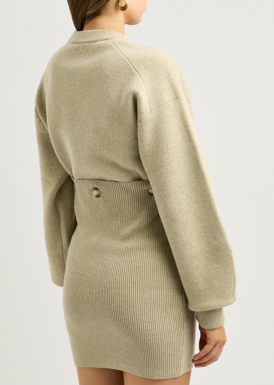 Nanushka Strahe Wool-blend Mini Dress Stone