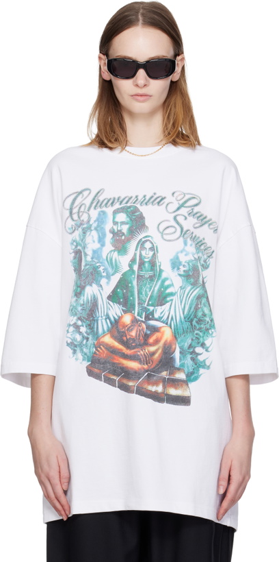 Photo: WILLY CHAVARRIA White 'Chavarria Prayer Services' Northsider T-shirt