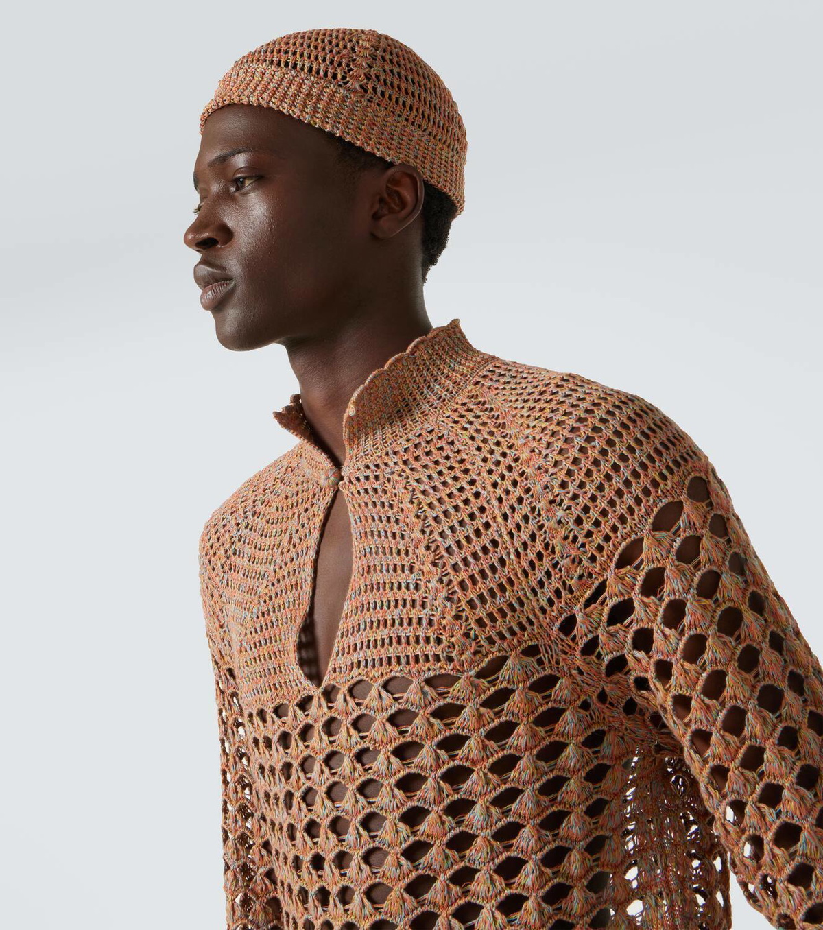 Valentino Garavani VGold linen and cotton beanie