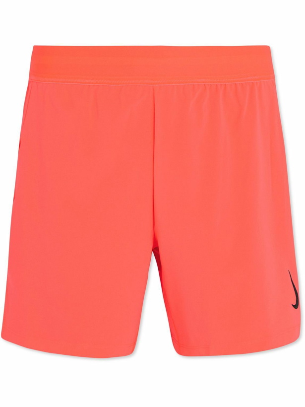 Photo: Nike Training - 2-in-1 Straight-Leg Dri-FIT Infinalon Yoga Shorts - Orange