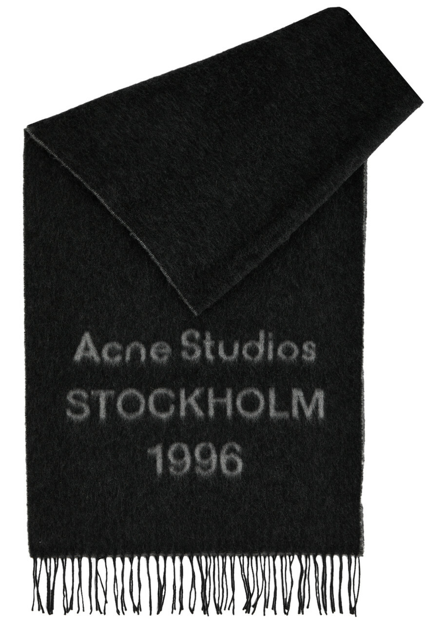 Acne Studios Venus 1996 Logo-intarsia Wool Scarf - Black And White