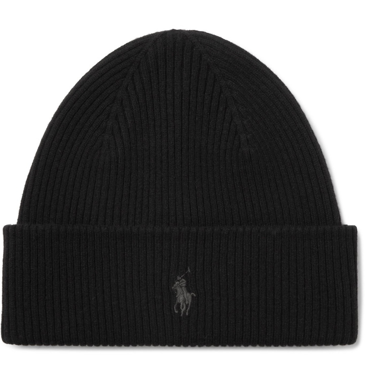 Photo: POLO RALPH LAUREN - Logo-Embroidered Ribbed Wool Beanie - Black