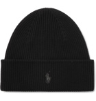 POLO RALPH LAUREN - Logo-Embroidered Ribbed Wool Beanie - Black