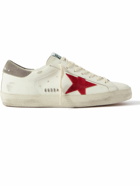 Golden Goose - Superstar Distressed Leather and Suede Sneakers - White