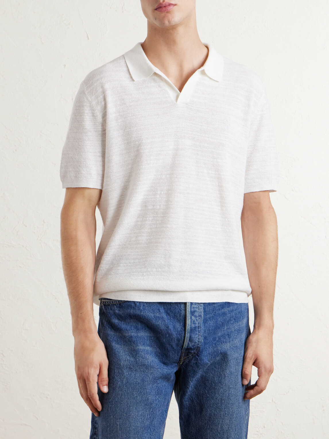 Polo Ralph Lauren - Logo-Embroidered Cotton and Linen-Blend Polo Shirt - White