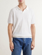 Polo Ralph Lauren - Logo-Embroidered Cotton and Linen-Blend Polo Shirt - White