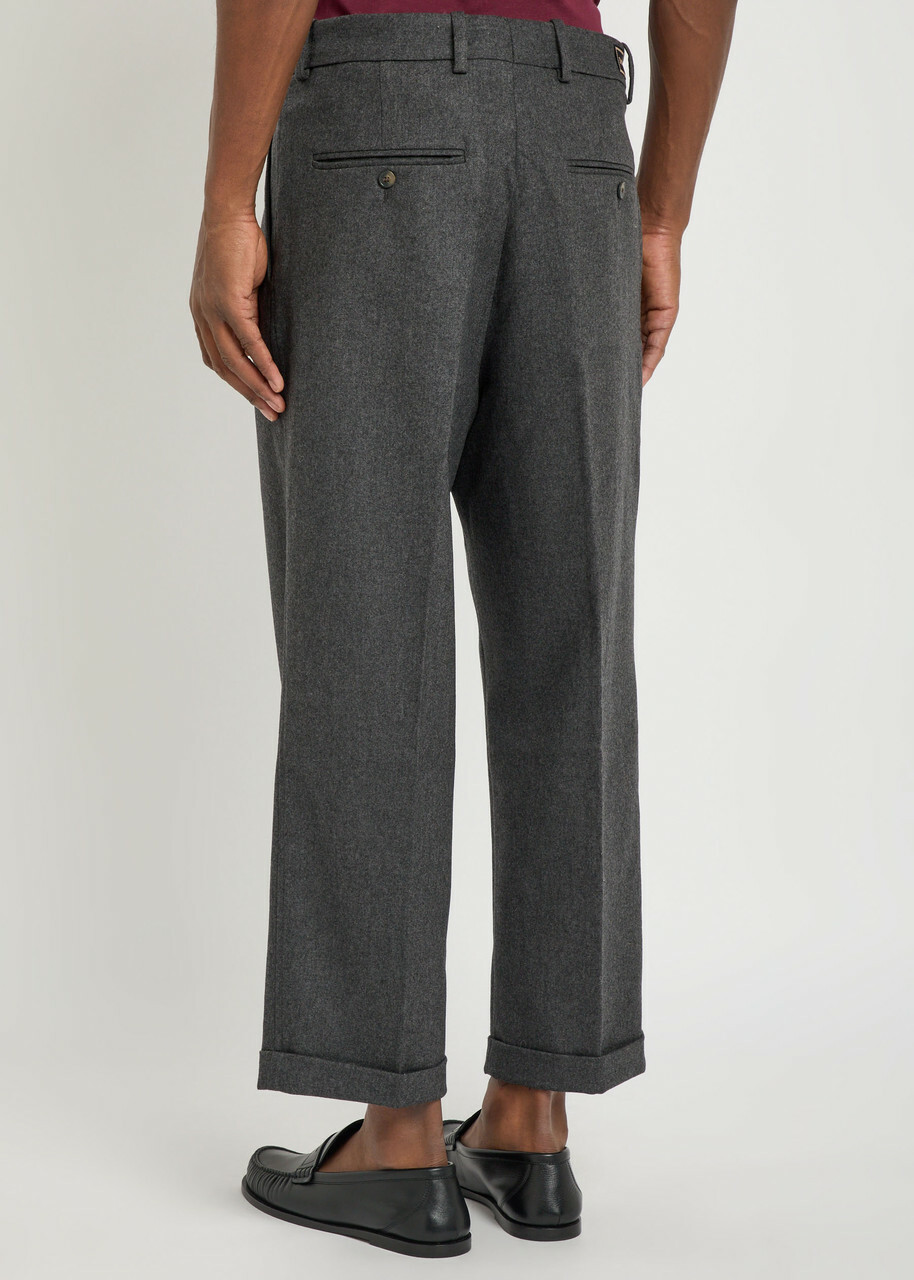 DRÔLE DE Monsieur Le Pantalon à Plis Turn-up Wool-blend Cropped Trousers Grey