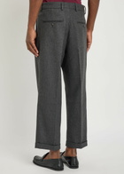 DRÔLE DE Monsieur Le Pantalon à Plis Turn-up Wool-blend Cropped Trousers Grey