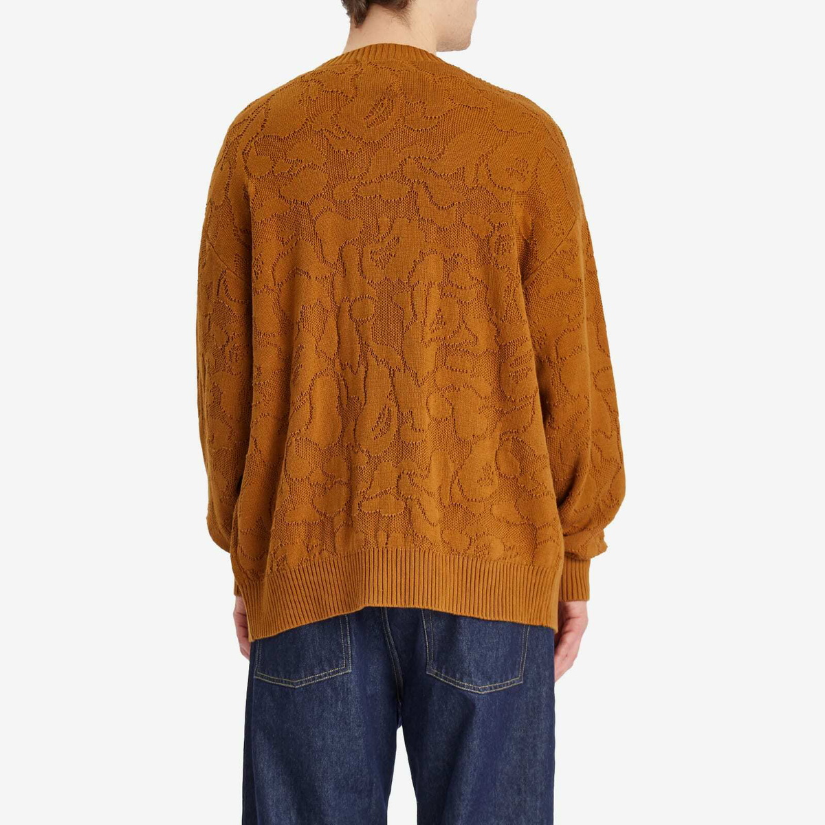 A Bathing Ape Men's Solid Camo Jacquard One Point Cardigan in Beige