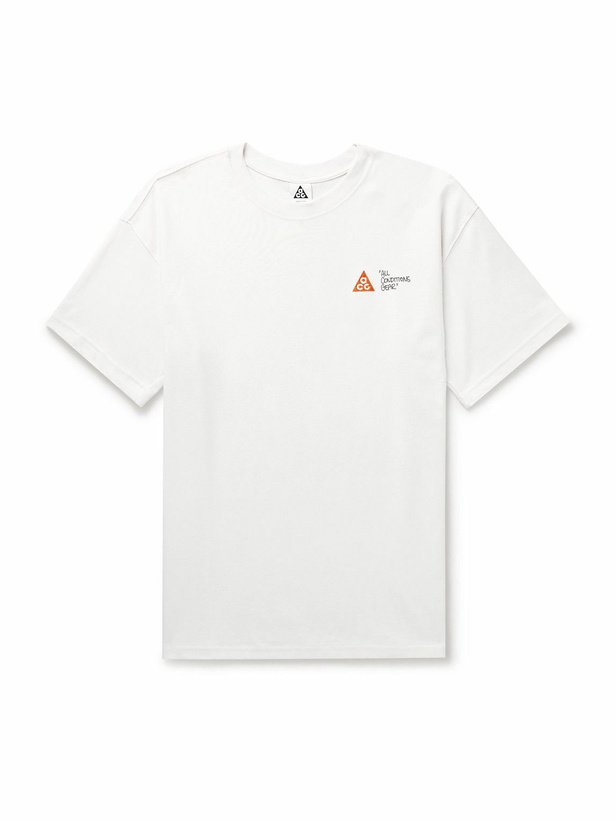 Photo: Nike - ACG Logo-Embroidered Printed Dri-FIT T-Shirt - Neutrals