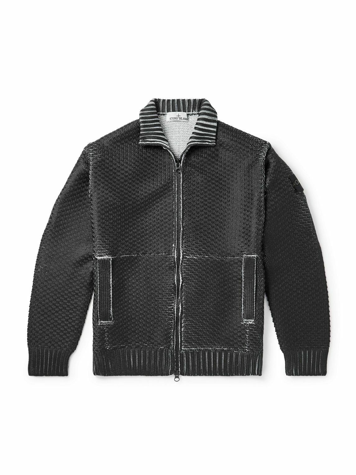 Stone Island - Sublimatic Ribbed-Knit Zip-Up Cardigan - Black