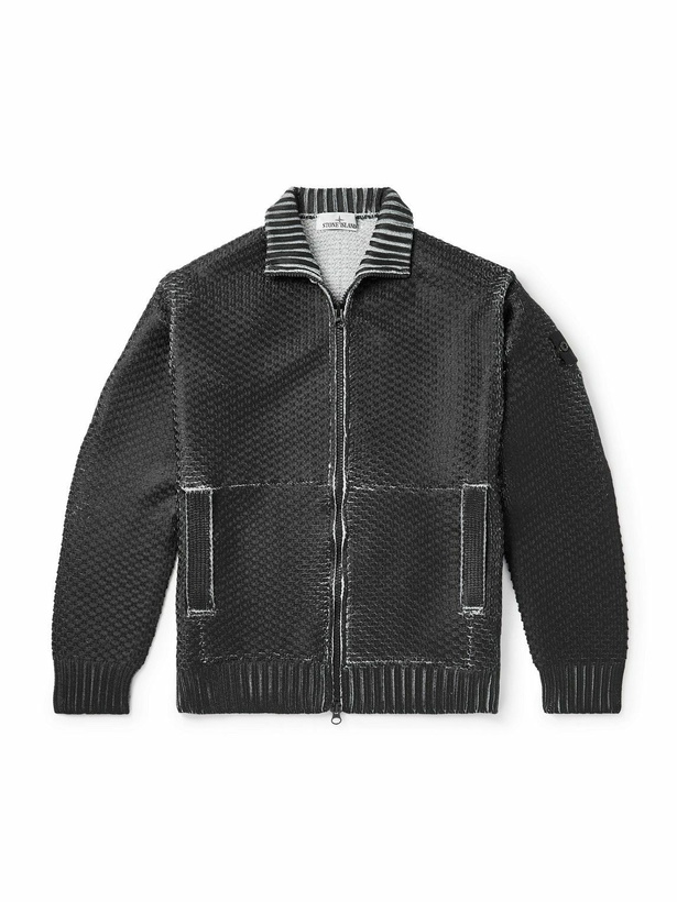 Photo: Stone Island - Sublimatic Ribbed-Knit Zip-Up Cardigan - Black