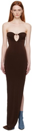 Jade Cropper Brown Stone Hardware Maxi Dress