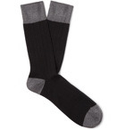 John Smedley - Gamma Colour-Block Sea Island Cotton-Blend Socks - Black