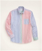 Brooks Brothers Men's Regent Regular-Fit Original Broadcloth Sport Shirt, Fun Bengal Stripe