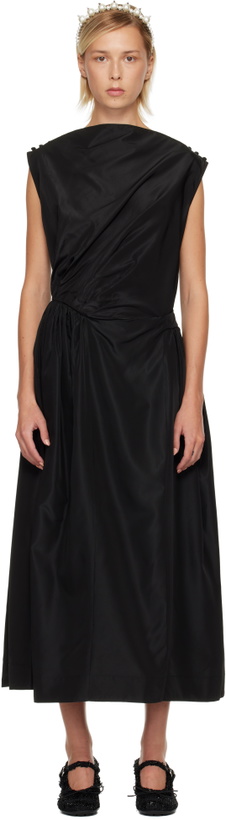Photo: Simone Rocha Black Hip Detail Draped Bind Maxi Dress