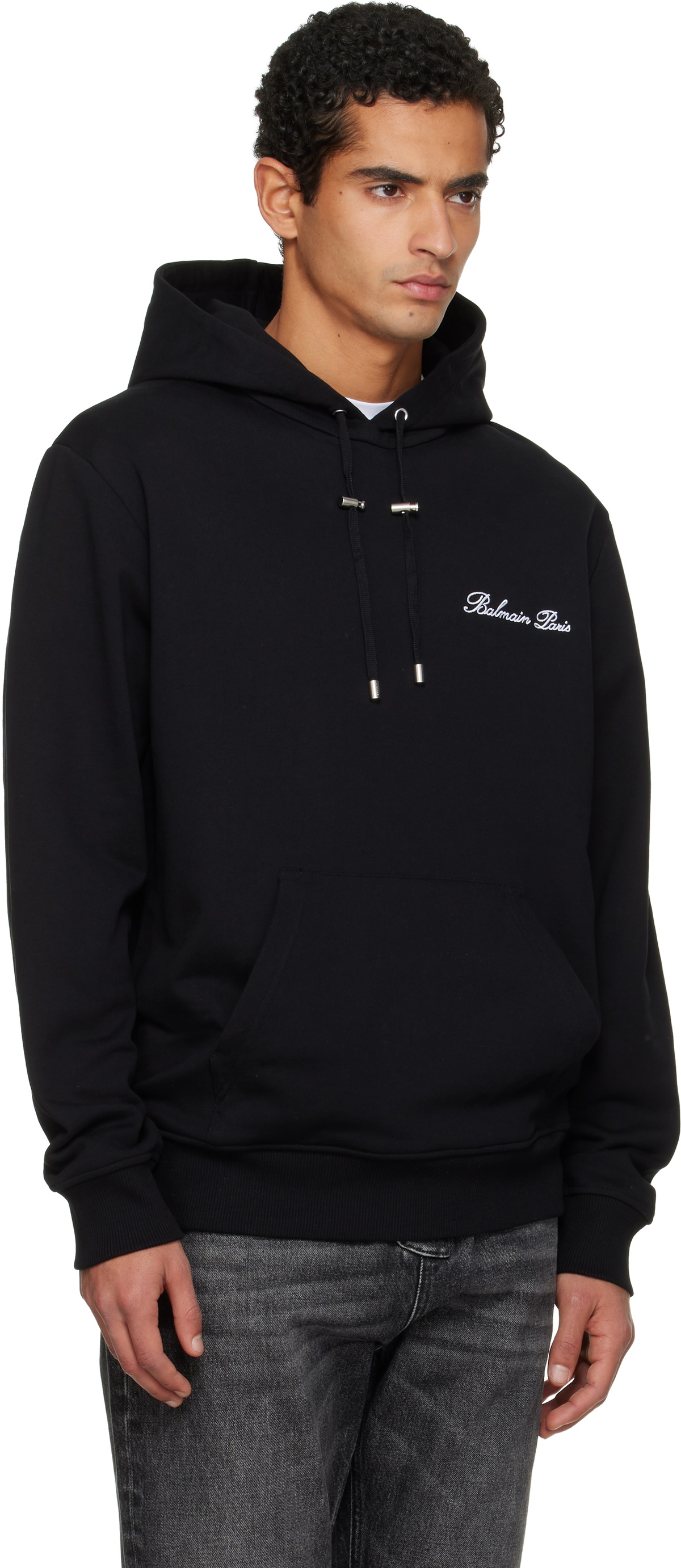 Balmain Black 'Balmain' Signature Hoodie
