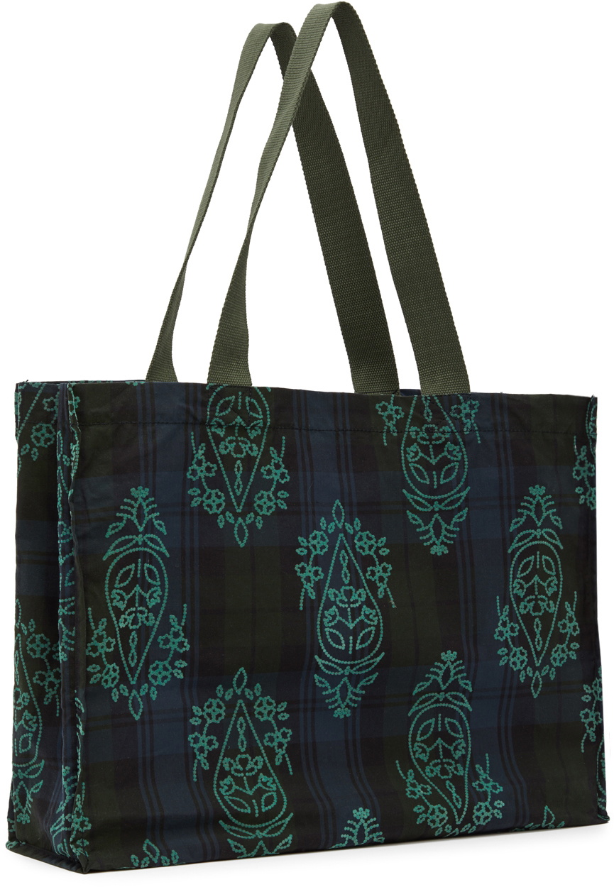 paria /FARZANEH Green & Navy Check Tote