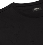 Fendi - Leather-Appliquéd Cotton-Jersey T-shirt - Black