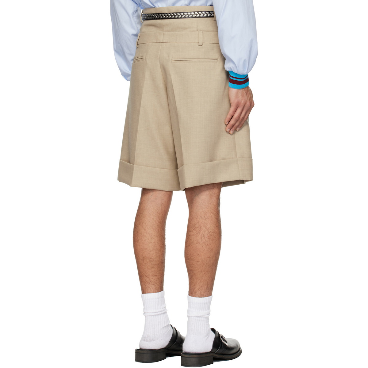 EGONlab Beige Double Waist Wool Shorts