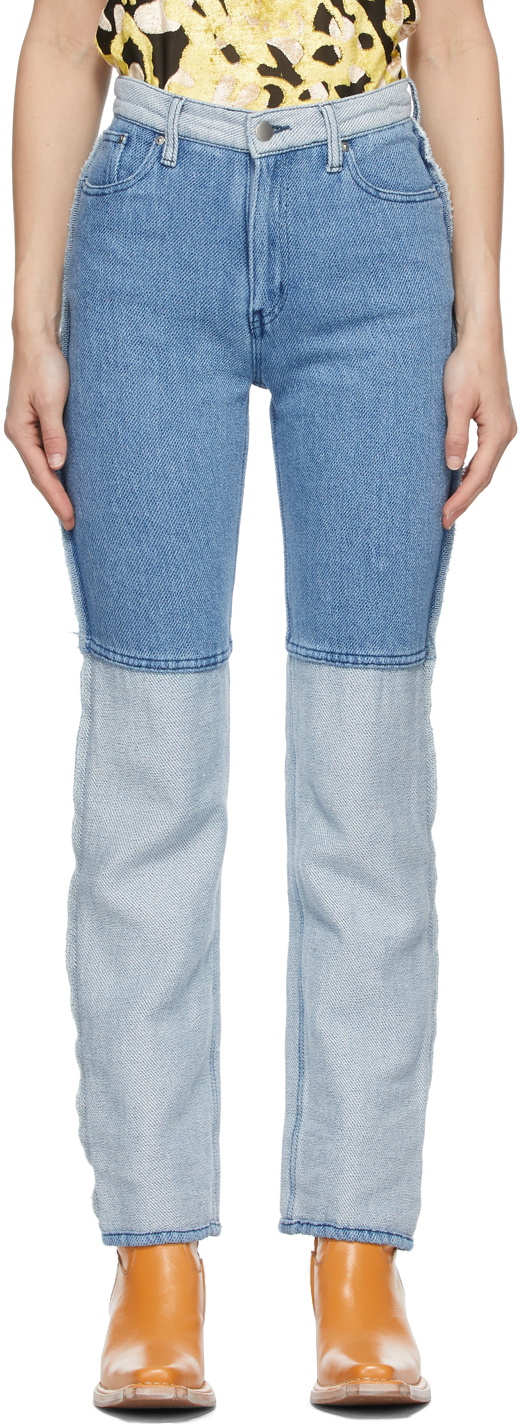 PERVERZE Blue Linen Loose Weave Jeans