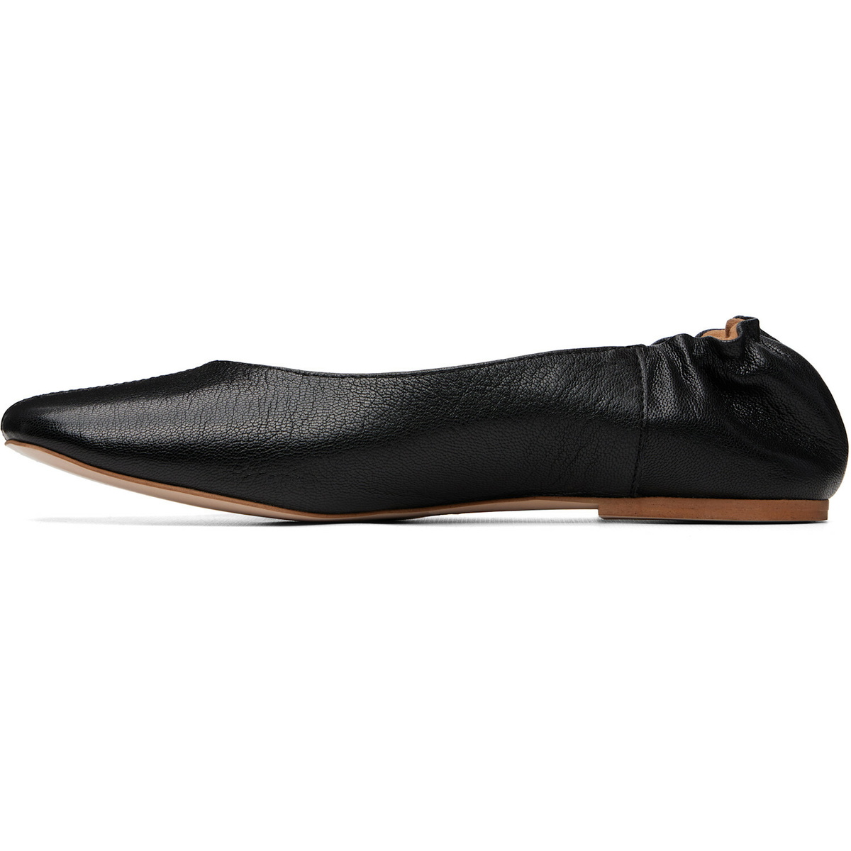 A.P.C. Black Square-Toe Leather Ballerina Flats