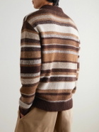 The Elder Statesman - Striped Cashmere Polo Shirt - Brown