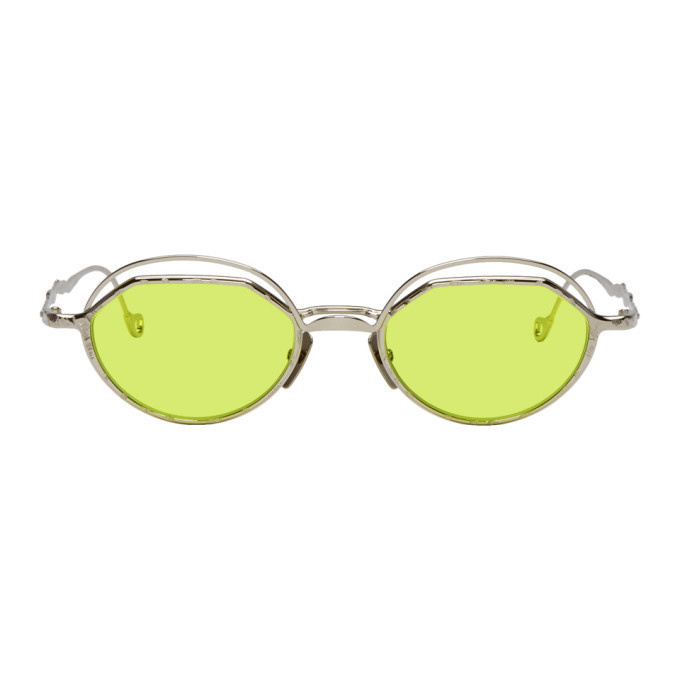 Photo: Kuboraum Silver and Green H70 SI Sunglasses