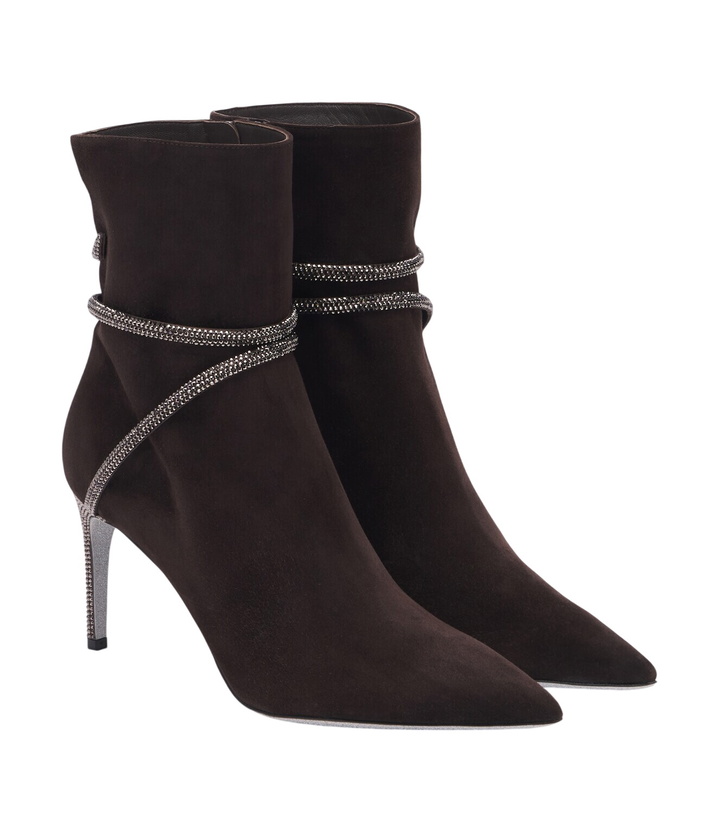 Photo: Rene Caovilla Cleo embellished suede ankle boots
