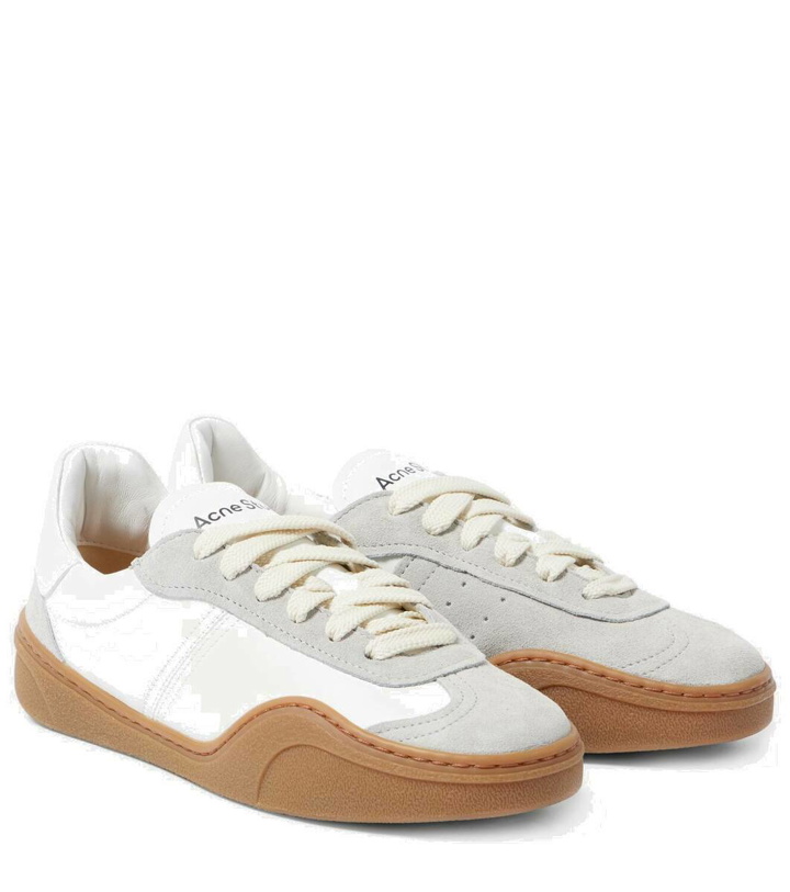 Photo: Acne Studios Logo suede-trimmed sneakers
