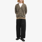 Wacko Maria Men's Leopard Mohair Cardigan in Beige
