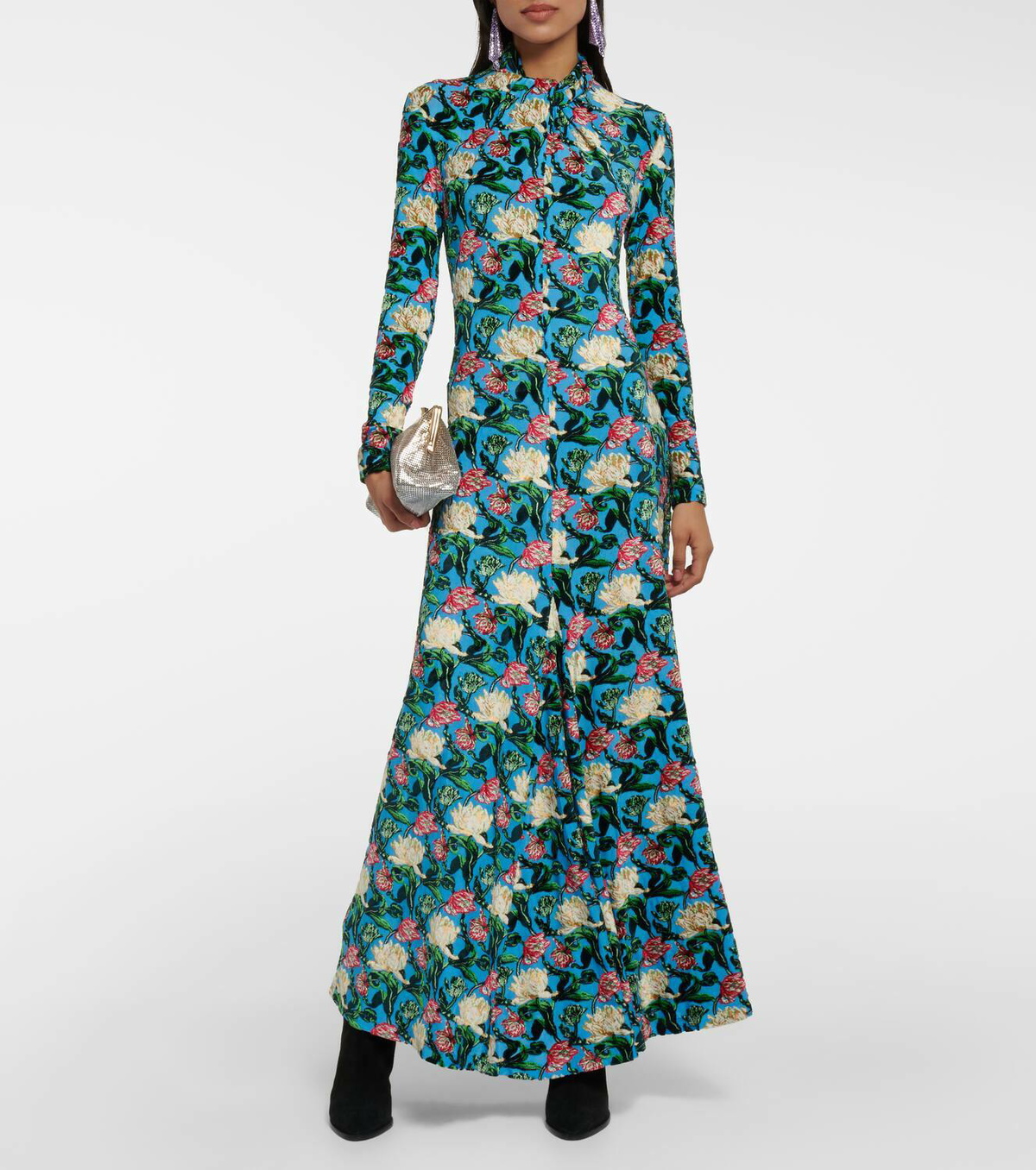 Rabanne Floral turtleneck maxi dress Paco Rabanne