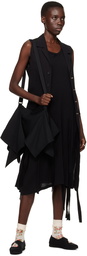 YOHJI YAMAMOTO Black Gabardine Draped Shoulder Bag