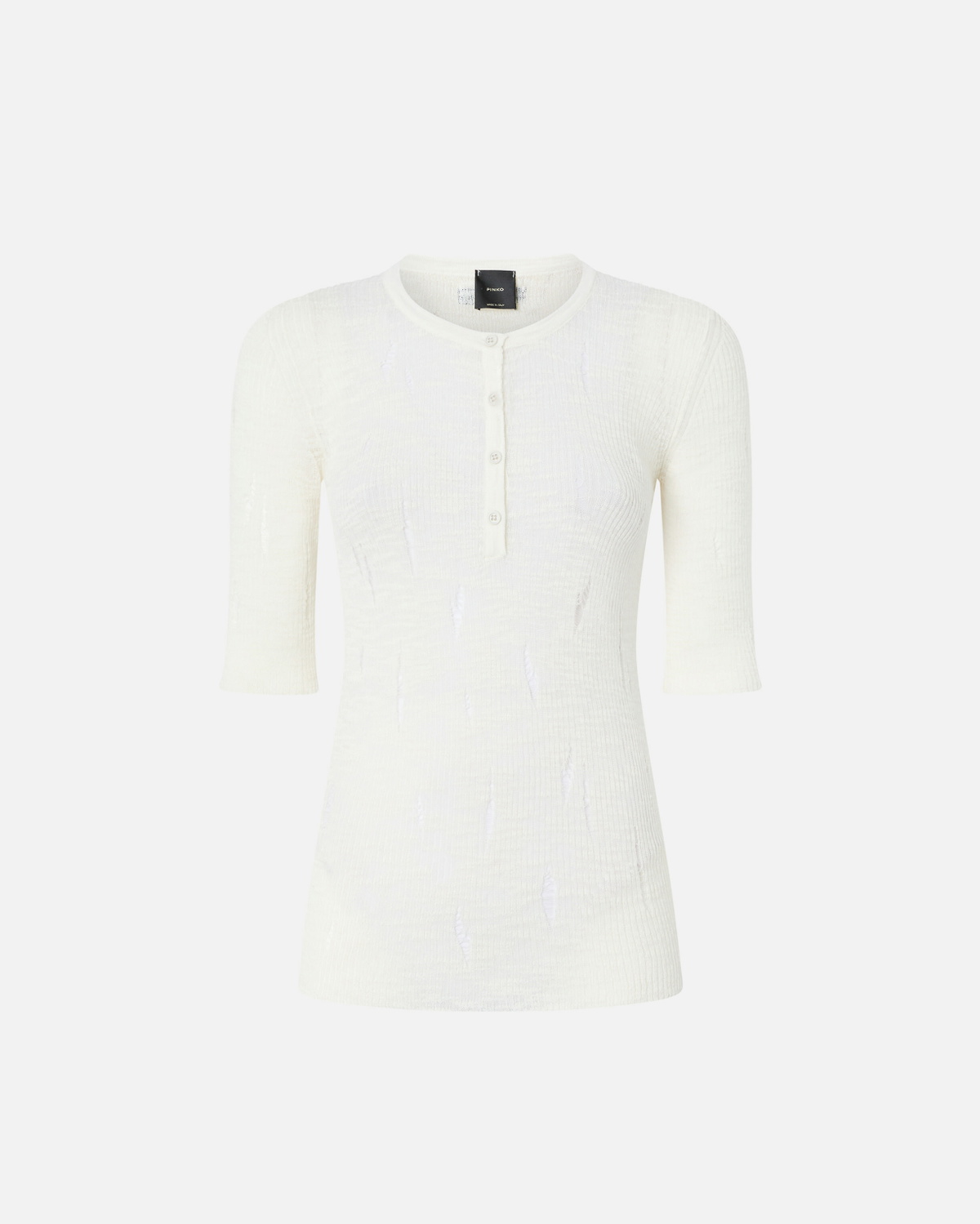 Pinko Lightweight Ribbed Seraph Sweater With Rips Snow White