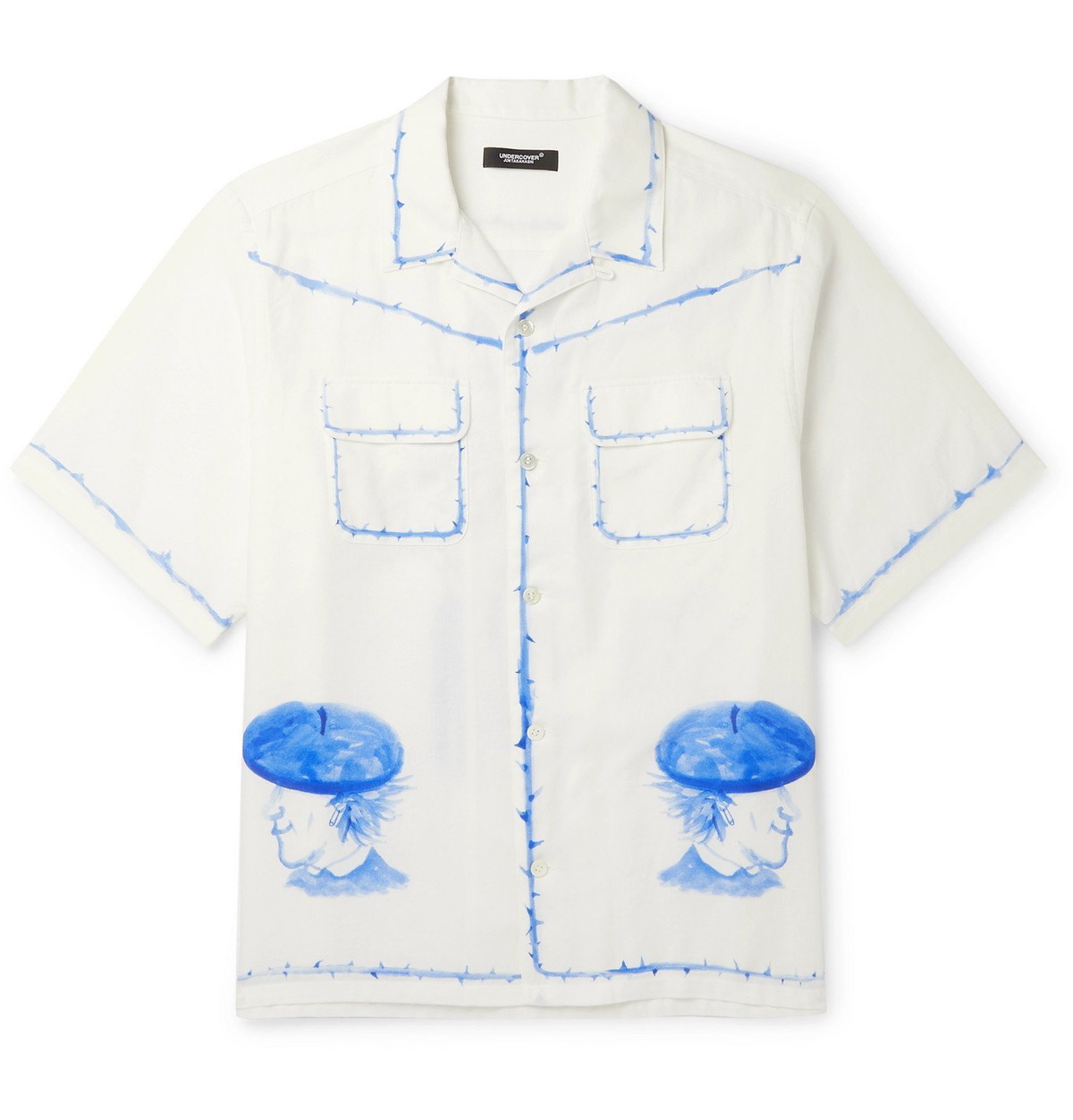 UNDERCOVER - Camp-Collar Printed Cotton-Voile Shirt - White Undercover