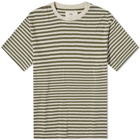 Folk Men's Classic Stripe T-Shirt in Olive/Ecru