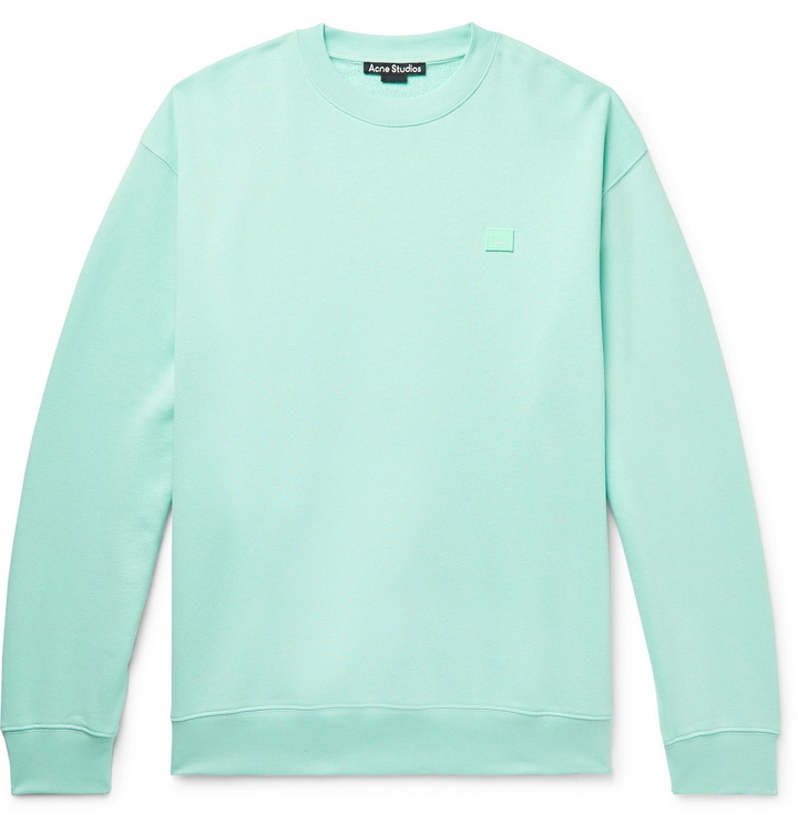 Photo: ACNE STUDIOS - Forba Oversized Logo-Appliquéd Loopback Cotton-Jersey Sweatshirt - Green