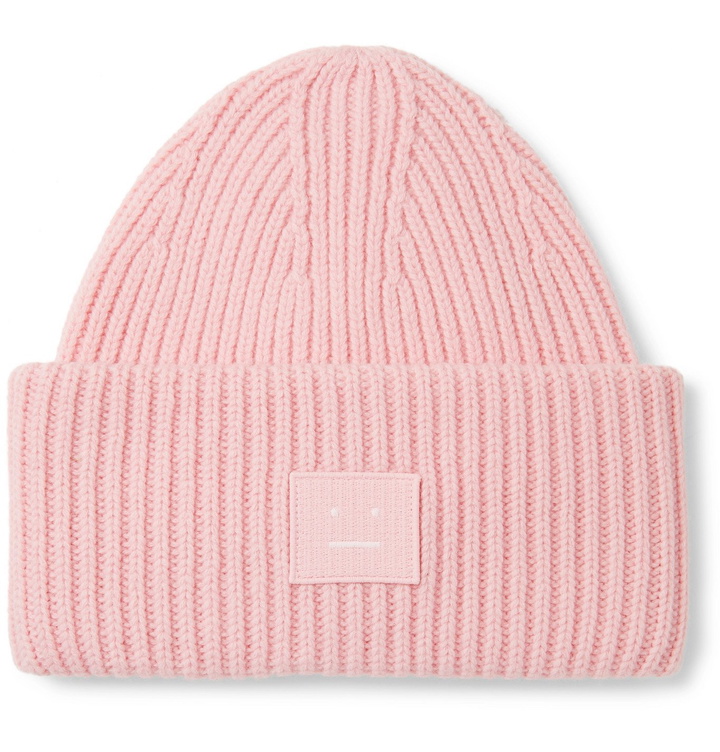 Photo: ACNE STUDIOS - Logo-Appliquéd Ribbed Wool Beanie - Pink