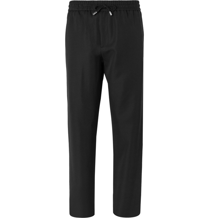 Photo: Mr P. - Wide-Leg Virgin Wool-Twill Drawstring Trousers - Black