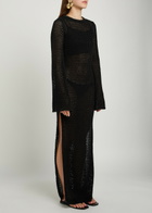 Delos Ora Open-knit Maxi Dress Black