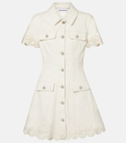 Self-Portrait Broderie anglaise denim minidress